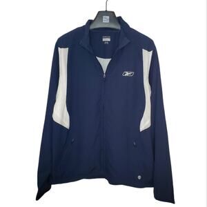 Reebok Windbreaker Jacket Blue and White Size Large